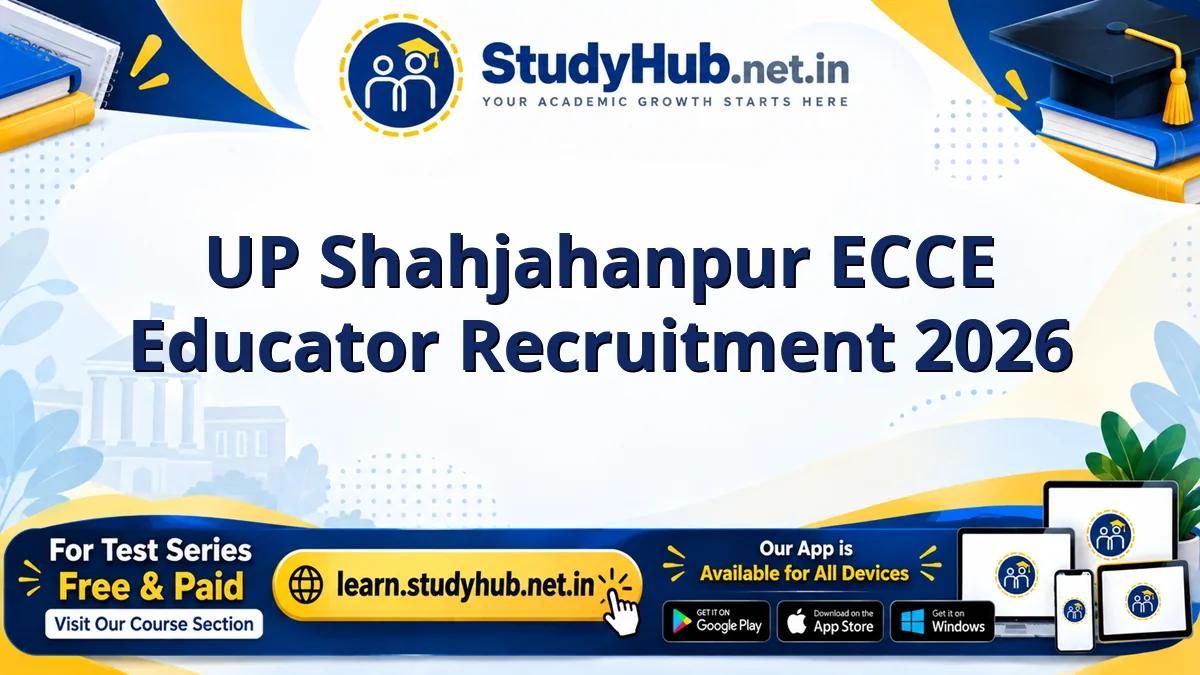 UP Shahjahanpur ECCE Educator Recruitment 2026