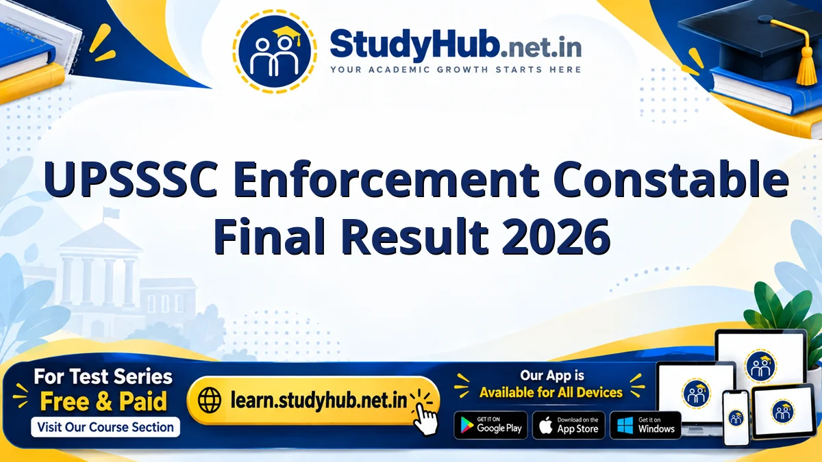 UPSSSC Enforcement Constable Final Result 2026