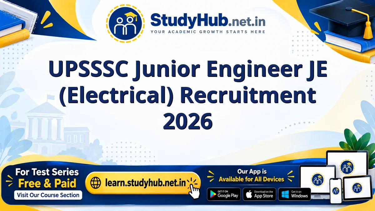 UPSSSC Junior Engineer JE (Electrical) Online Form 2026 UPSSSC Junior Engineer JE (Electrical) Recruitment 2026