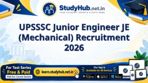 UPSSSC Junior Engineer JE (Mechanical) Recruitment 2026