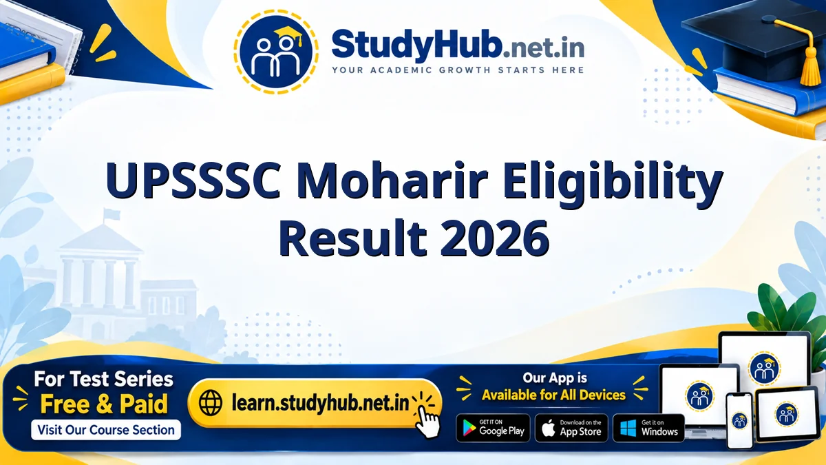 UPSSSC Moharir Eligibility Result 2026