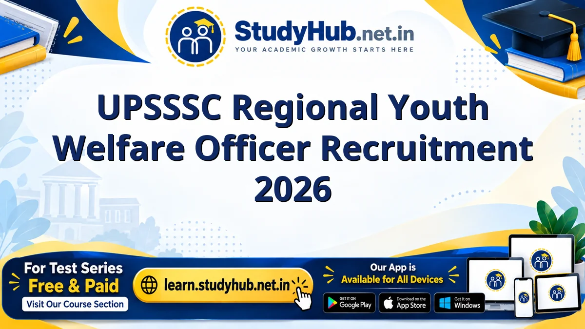 UPSSSC Regional Youth Welfare Officer Recruitment 2026
